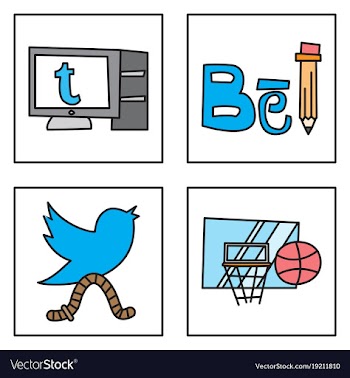 Social network symbols in speech balloons vector image