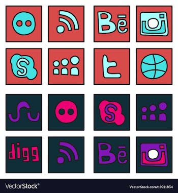 Social network symbols in speech balloons vector image