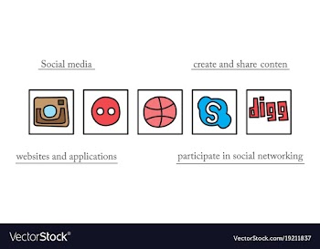 Social network symbols in speech balloons vector image