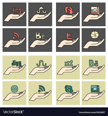 Social network symbols in speech balloons vector image