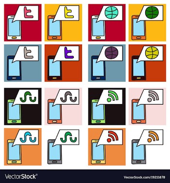 Social network symbols in speech balloons vector image