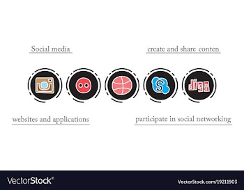 Social network symbols in speech balloons vector image