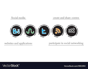 Social network symbols in speech balloons vector image