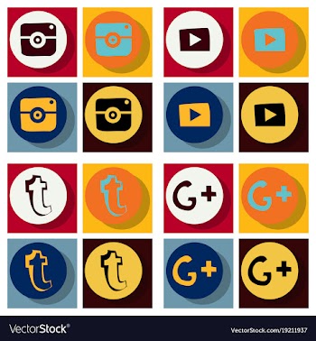Social network symbols in speech balloons vector image