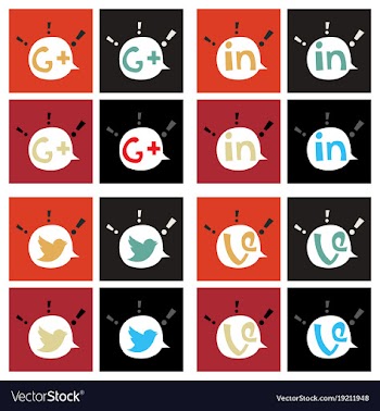 Social network symbols in speech balloons vector image