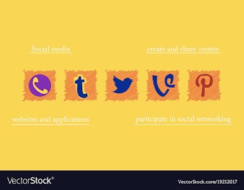 Social network symbols in speech balloons vector image