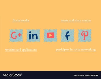Social network symbols in speech balloons vector image