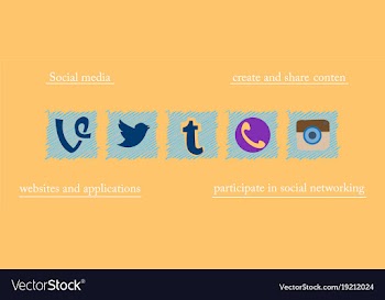 Social network symbols in speech balloons vector image