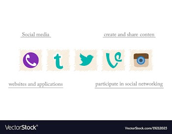 Social network symbols in speech balloons vector image