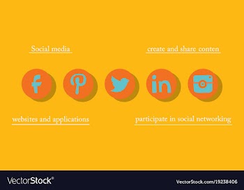 Social network symbols in speech balloons vector image