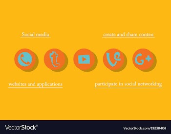 Social network symbols in speech balloons vector image