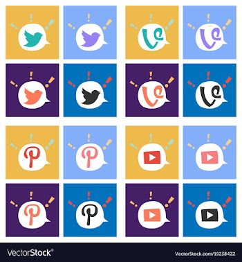 Social network symbols in speech balloons vector image