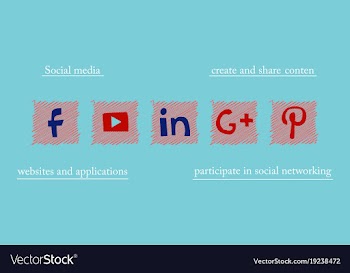 Social network symbols in speech balloons vector image