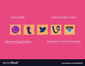 Social network symbols in speech balloons vector image