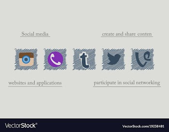Social network symbols in speech balloons vector image