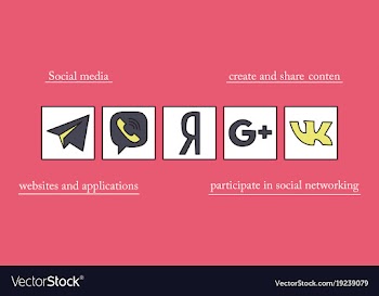 Social network symbols in speech balloons vector image