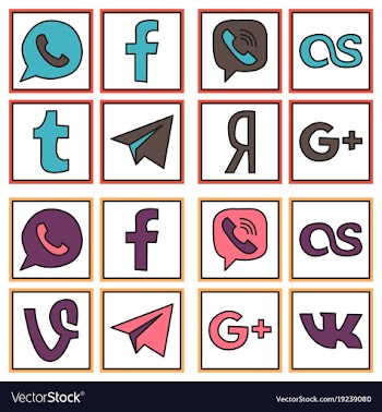 Social network symbols in speech balloons vector image