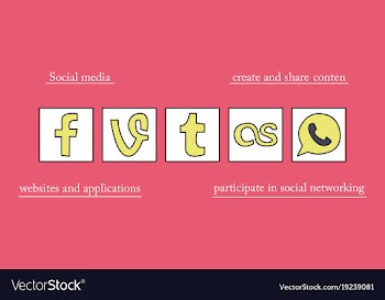 Social network symbols in speech balloons vector image