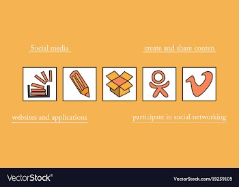 Social network symbols in speech balloons vector image