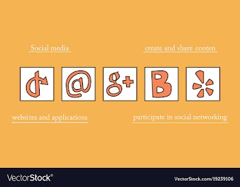 Social network symbols in speech balloons vector image