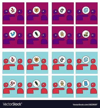 Social network symbols in speech balloons vector image