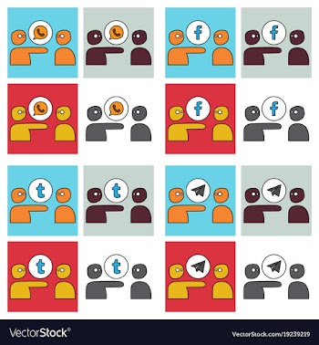 Social network symbols in speech balloons vector image