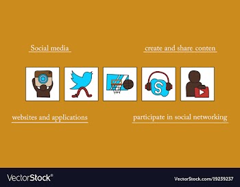 Social network symbols in speech balloons vector image