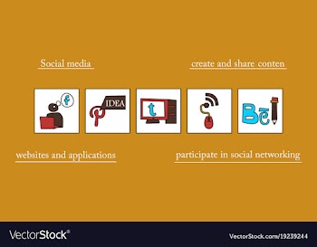 Social network symbols in speech balloons vector image