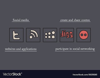Social network symbols in speech balloons vector image