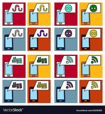 Social network symbols in speech balloons vector image