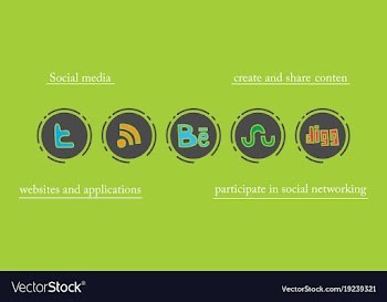 Social network symbols in speech balloons vector image