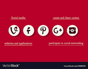 Social network symbols in speech balloons vector image