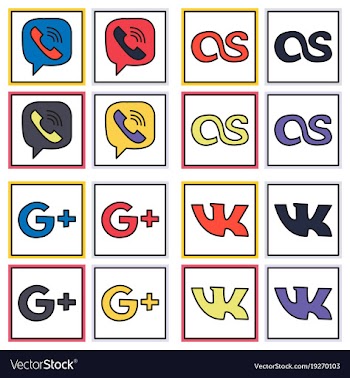 Social network symbols in speech balloons vector image
