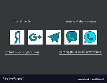 Social network symbols in speech balloons vector image