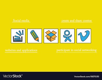 Social network symbols in speech balloons vector image