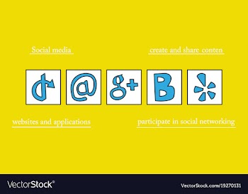 Social network symbols in speech balloons vector image