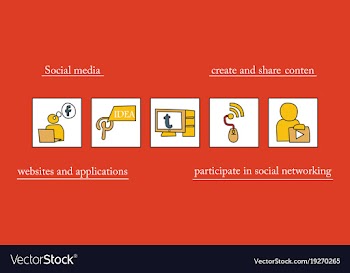 Social network symbols in speech balloons vector image