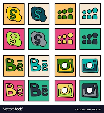 Social network symbols in speech balloons vector image