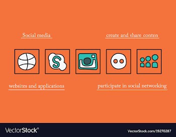 Social network symbols in speech balloons vector image