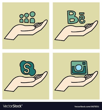 Social network symbols in speech balloons vector image