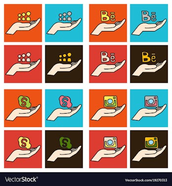 Social network symbols in speech balloons vector image