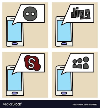 Social network symbols in speech balloons vector image