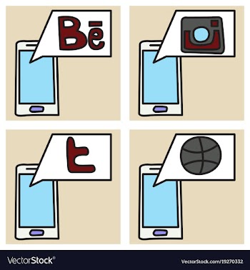 Social network symbols in speech balloons vector image