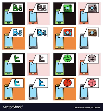 Social network symbols in speech balloons vector image