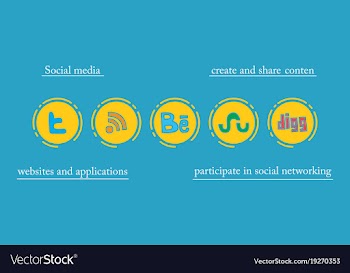 Social network symbols in speech balloons vector image