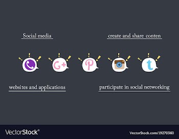 Social network symbols in speech balloons vector image