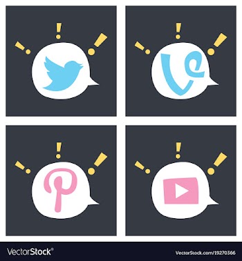 Social network symbols in speech balloons vector image