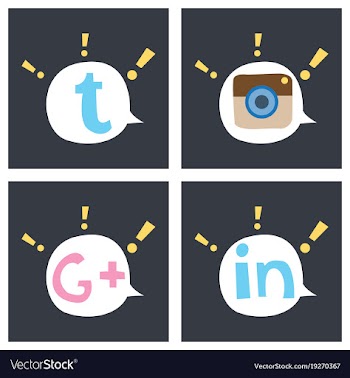 Social network symbols in speech balloons vector image