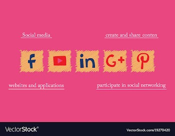 Social network symbols in speech balloons vector image