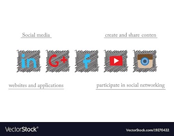 Social network symbols in speech balloons vector image